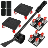 5pcs professional furniture mover tool set heavy stuffs transport lifter wheeled mover roller with wheel bar moving hand device