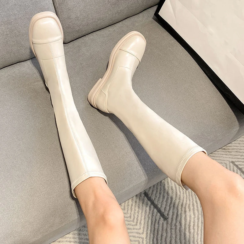 2021 модные зимние теплые плюшевые высокие сапоги из искусственной кожи женские