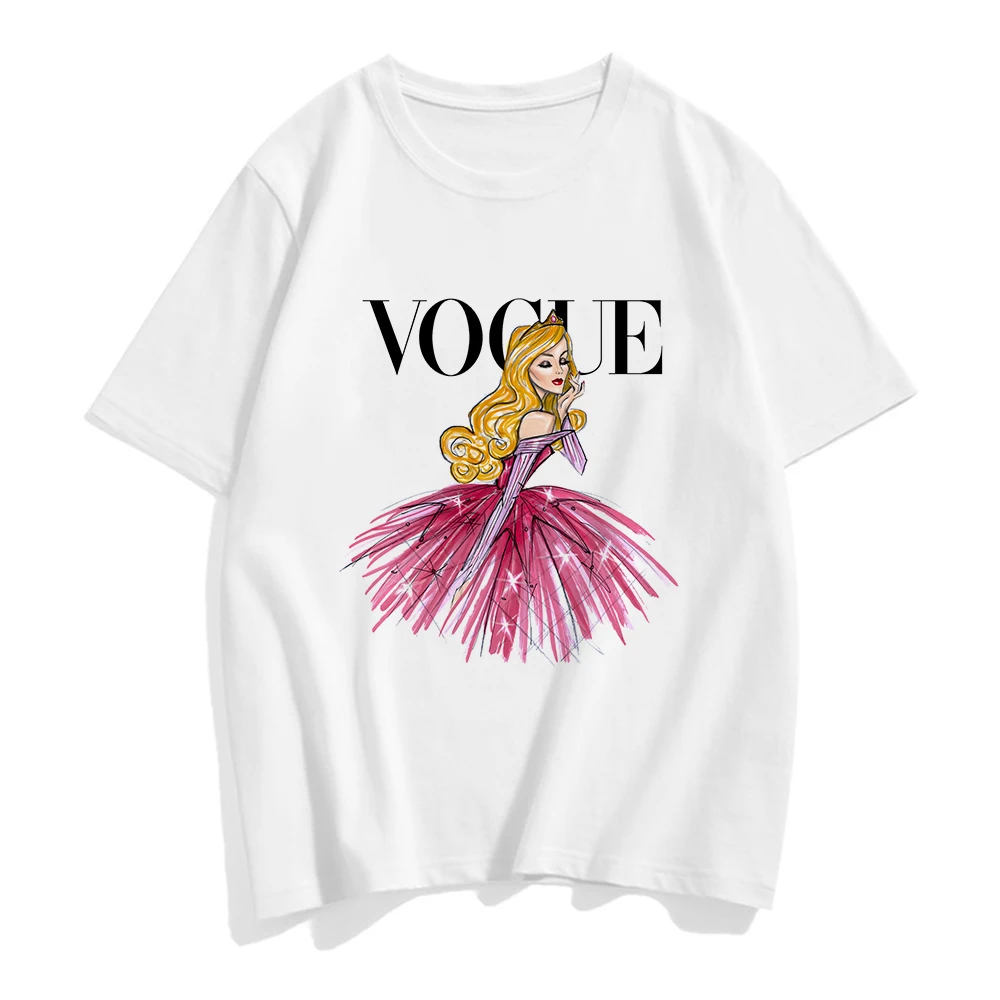 

Sleeping Beauty Women's T-shirt Disney Princess VOGUE Harajuku T Shirt France Summer Popular Short Sleeve T Shirts O-neck Tees