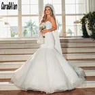 Элегантные арабские Свадебные платья с юбкой-годе на тонких бретельках Кружевная аппликация Блестки женское свадебное платье с юбкой-годе