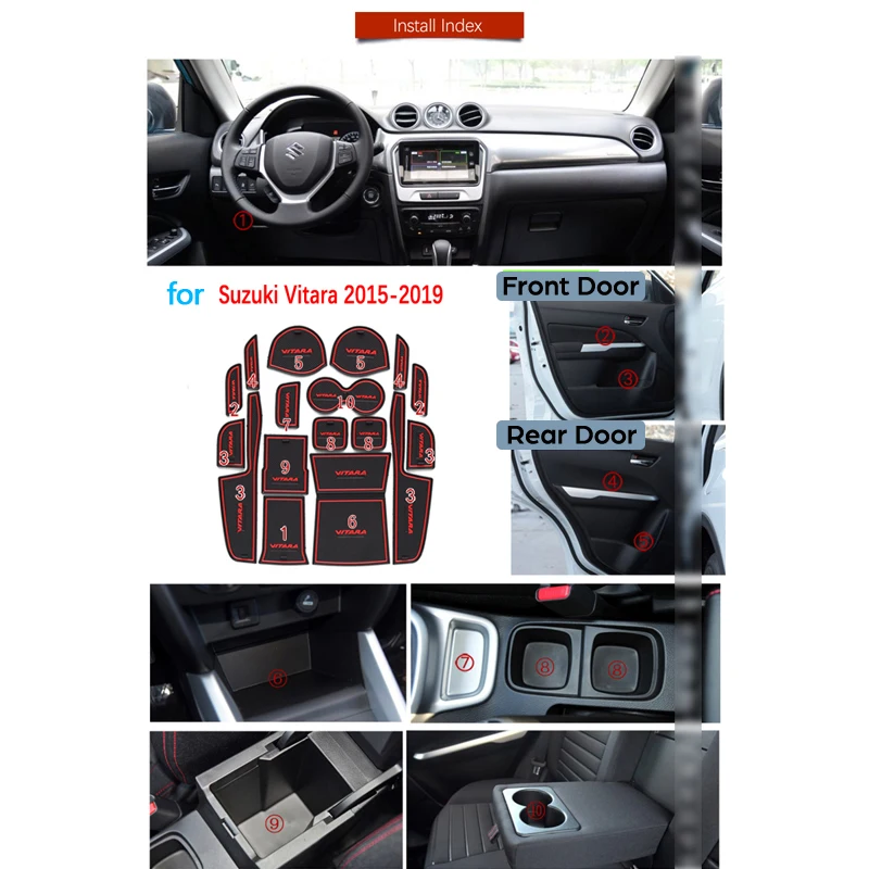 Противоскользящий резиновый подстаканник для Suzuki Vitara LY Escudo Sport Coaster аксессуары автомобильные наклейки
