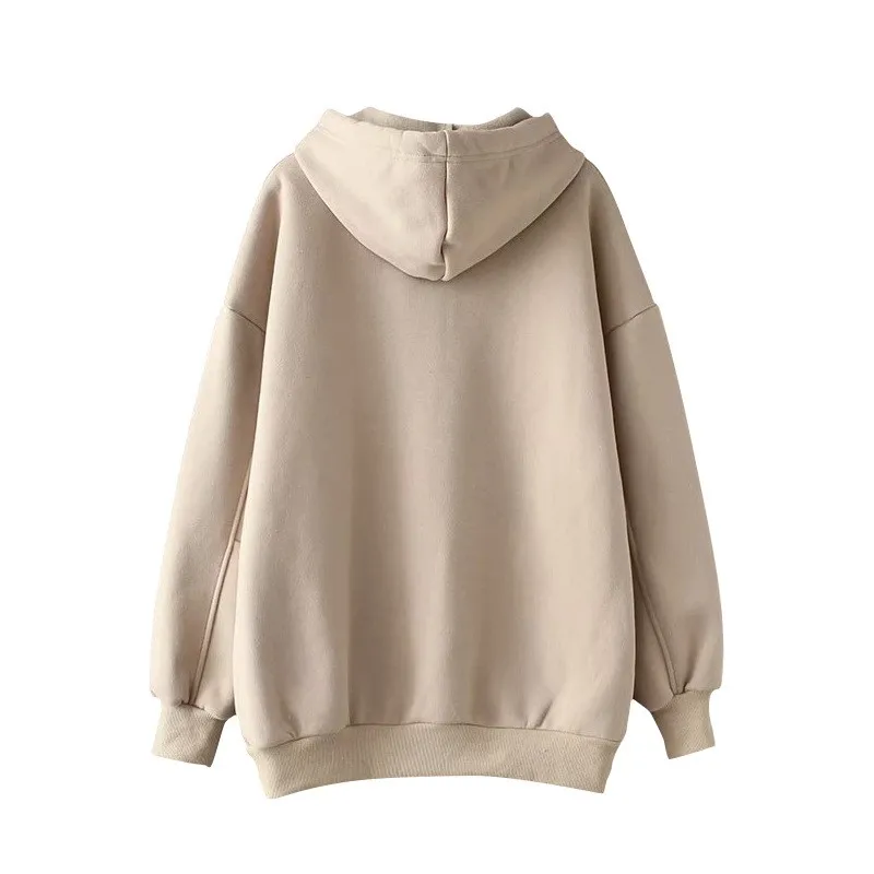 

Sale Women Warm Hoodies Sweatshirts Autumn Winter Long Sleeve Pullover Pocket Tops Female Casual Solid Color Kawaii Hoodie