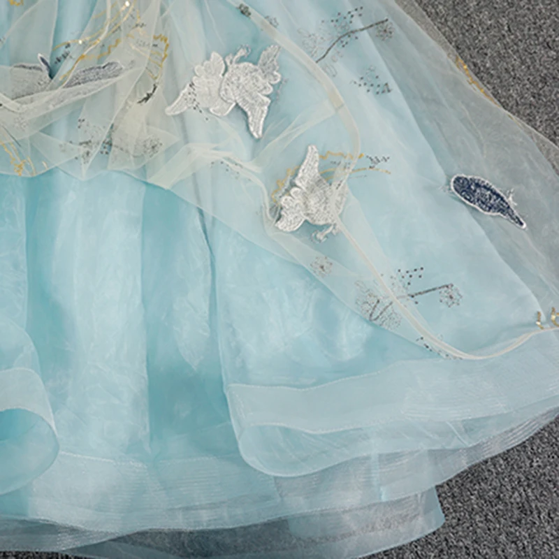 

TWOTWINSTYLE Elegant Blue Embroidery Patchwork Mesh Skirt For Women High Waist Casual Midi Skirts Female 2021 Summer Fashion New