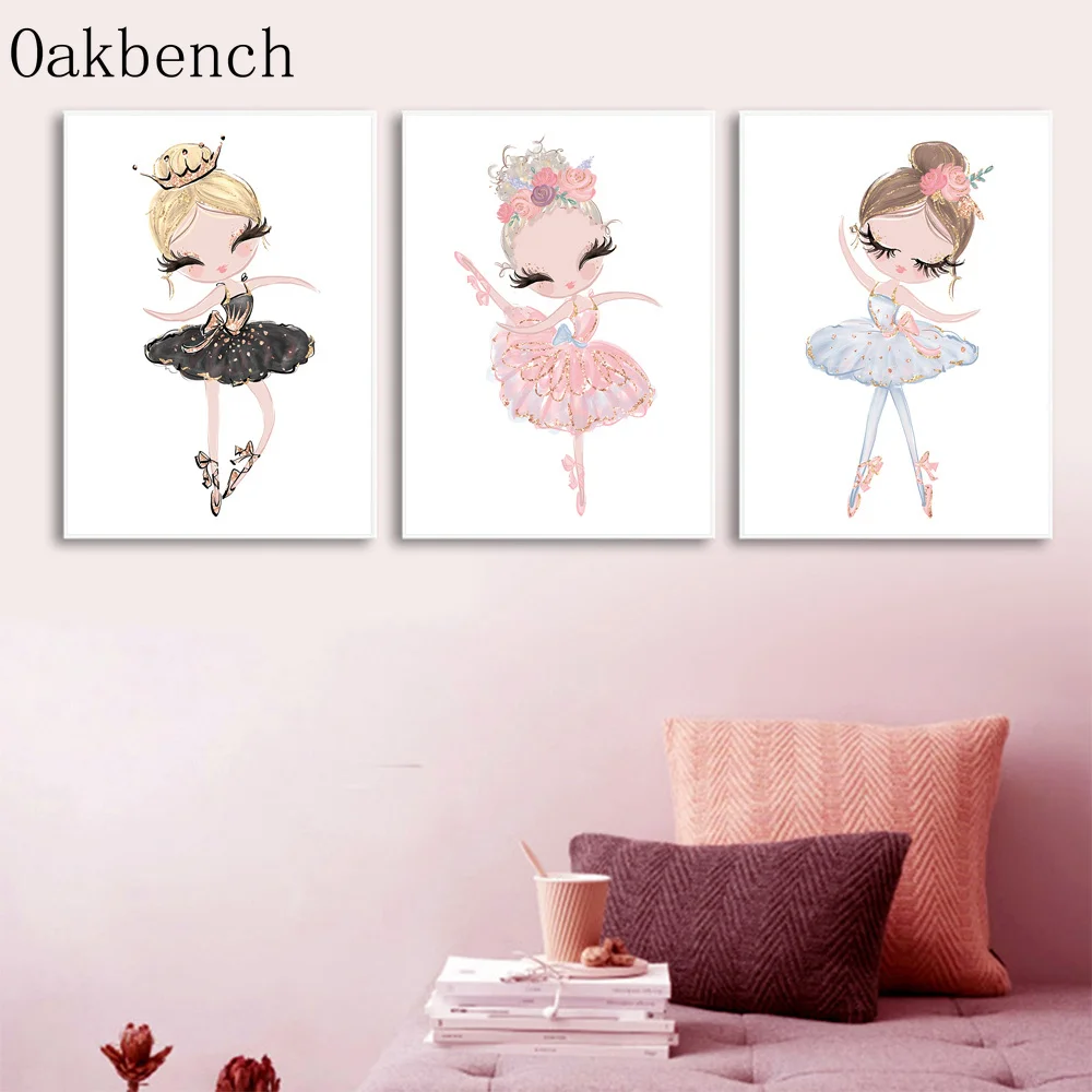 Картина на холсте с изображением балея и девочки Настенная картина для детской
