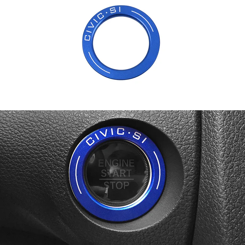 Blue Для Honda Civic- автомобильный Кондиционер зажигание двигателя Кнопка мультимедиа динамик аудио ручка кнопка декоративное кольцо - Название цвета: Blue