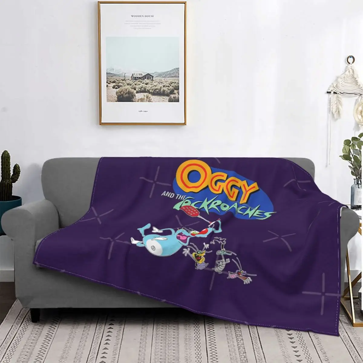 

Oggy y las cucarachas-Manta, colcha a cuadros para cama, 150 cuadros y fundas