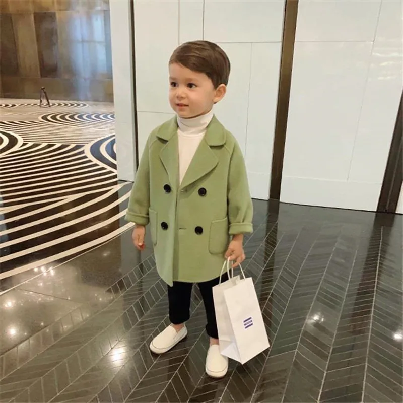 Пальто для мальчиков в клетку детское шерстяное пальто модная куртка девочек