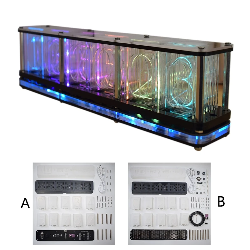 

DIY Kits RGB LED Imitate Glow Tube Clock LED Music Spectrum Time tube Night light Full Color RGB Home Decoration Gift