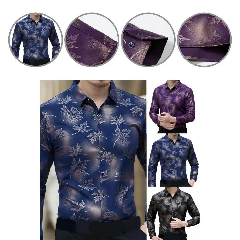 

All Match Comfy Fitted Maple Leaf Printed Autumn Men Top for Dating