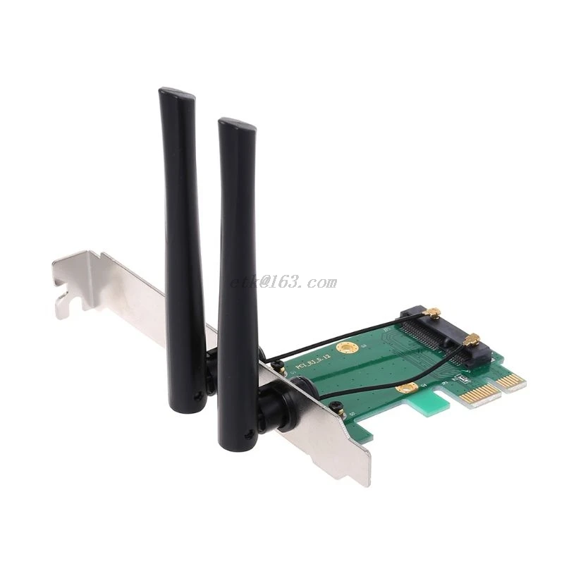 Беспроводная сетевая карта Wi Fi Mini PCI E Express к адаптеру 2 антенны Внешний ПК|Сетевые