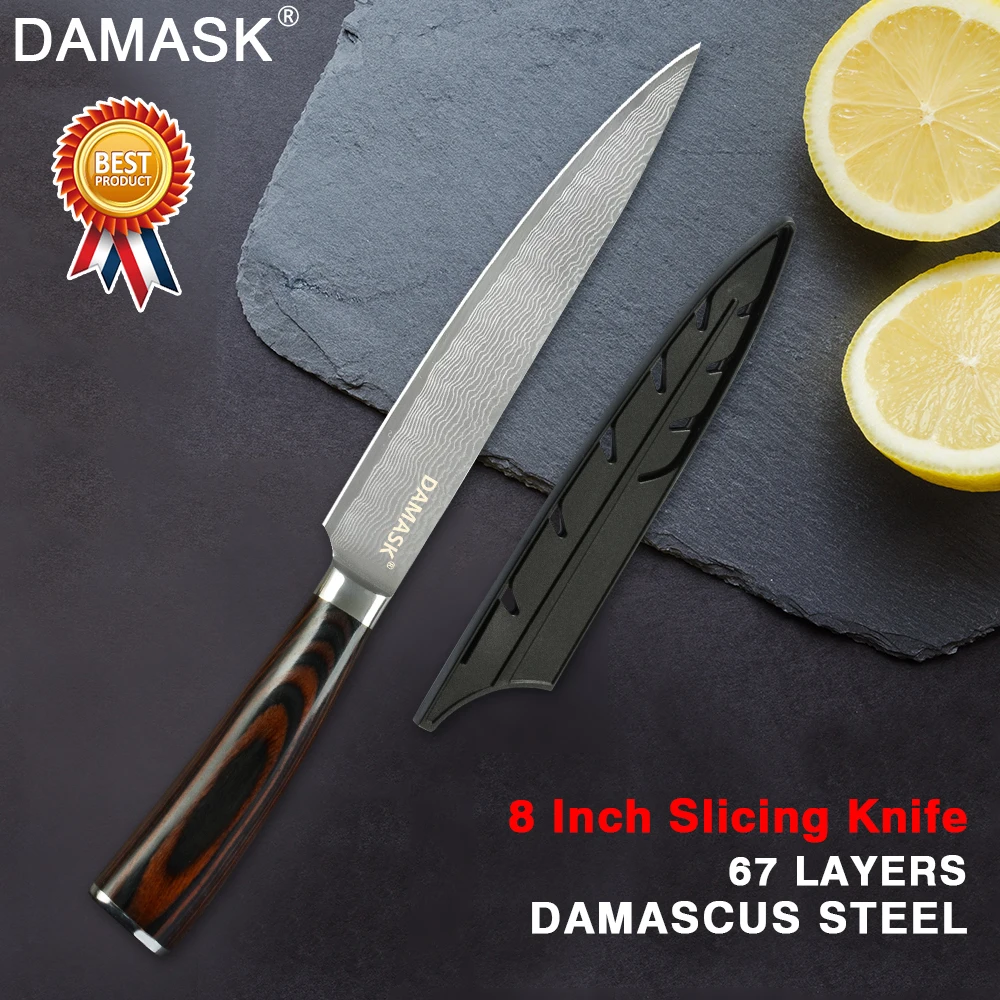 Damask 8 &quotкухонные ножи цвет деревянной ручкой японский VG10 дамасский стальной нож