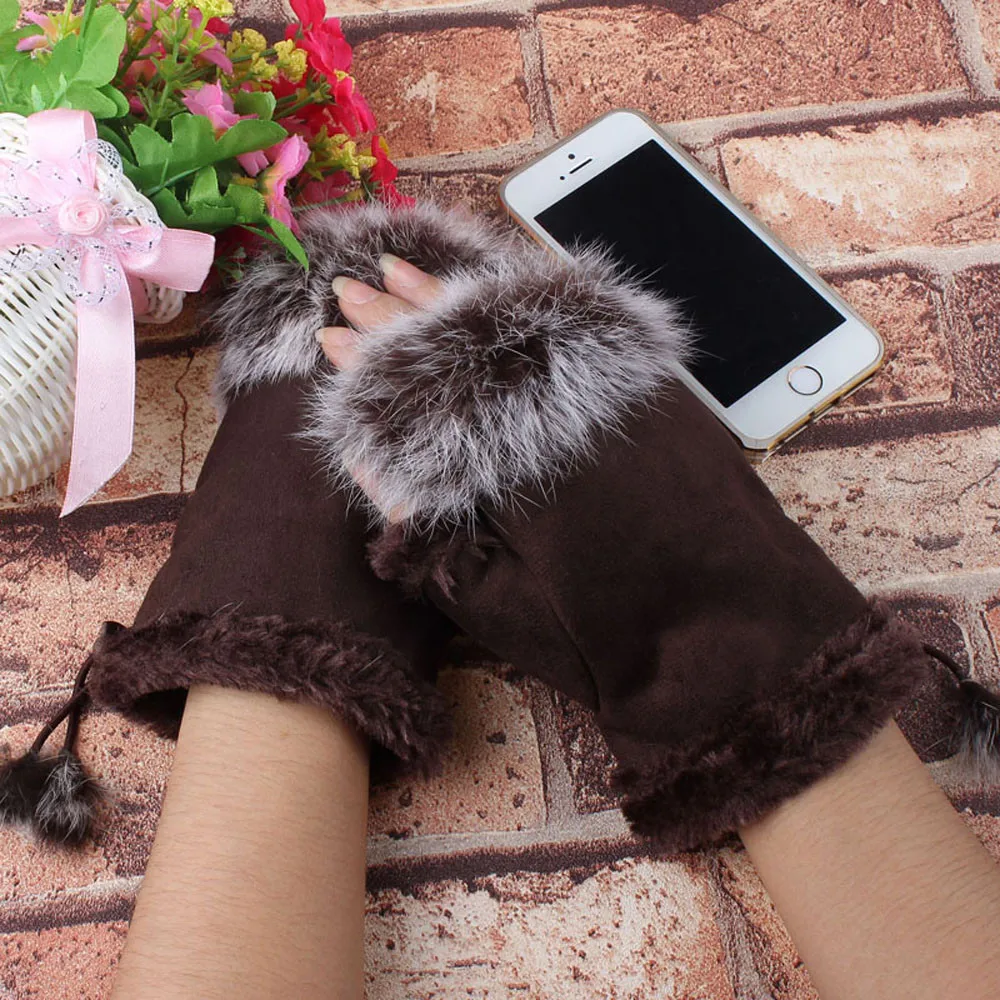 2020 осень зима новые женские зимние перчатки с искусственным кроличьим мехом без