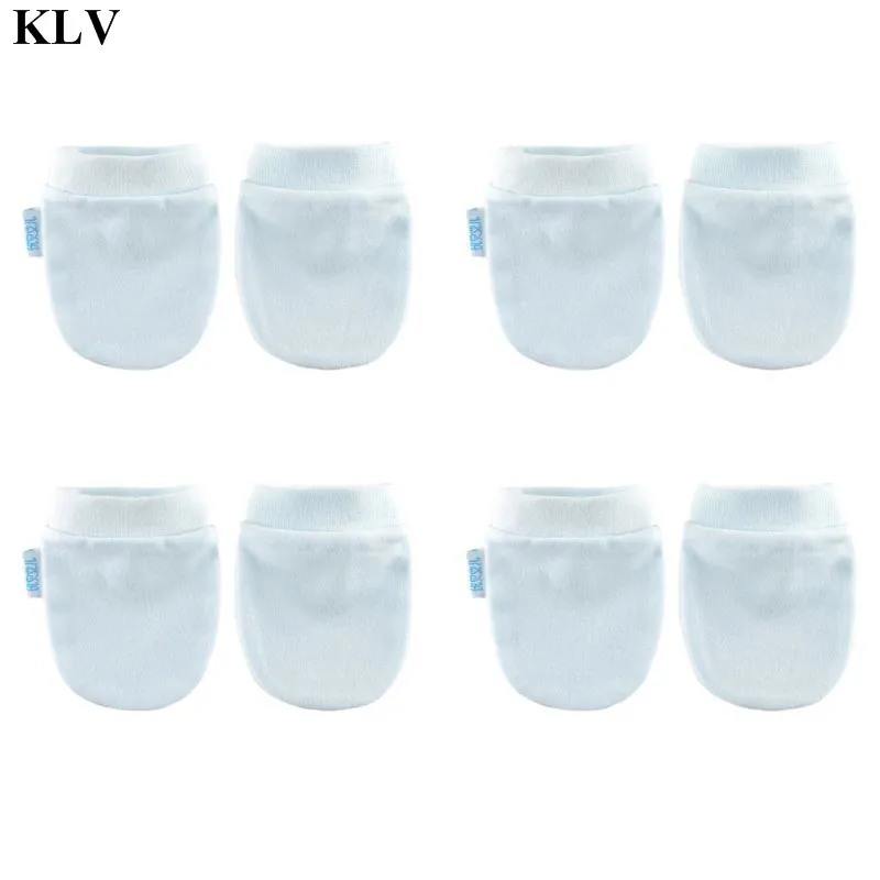 KLV-guantes de punto para beb&eacute;, manopla Simple y Linda para reci&eacute;n nacido, antiinglete, antiagarre, protecci&oacute;n facial, 4 par/set-2