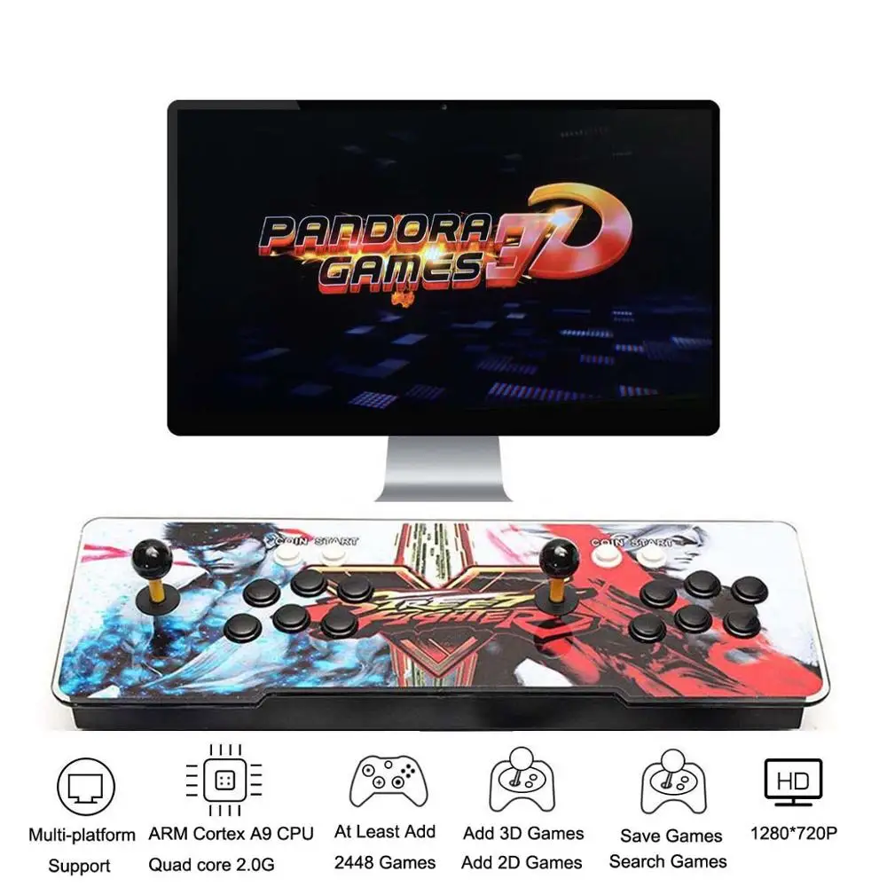 SF V 3D Pandora Games аркадная консоль, 2448 игр, добавить больше игр, поиск/сохранение/скрытие/удаление игр, 1280x720 P, мультиплееры онлайн - Цвет: SF V