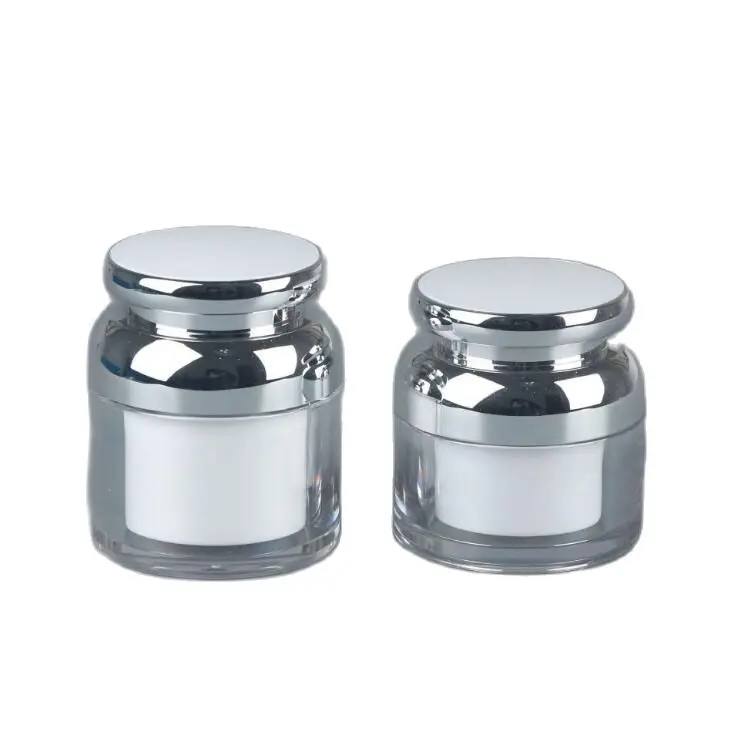 50G white/pink acrylic airless jar silver top for day night cream/mask/hair wax/essence/moisturizer/foundation/sunscreen packing