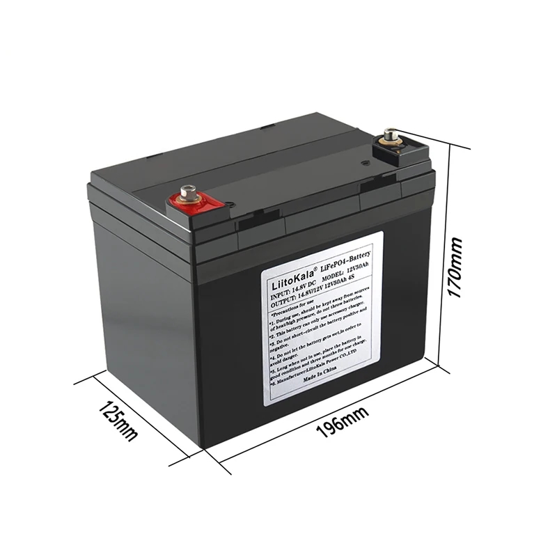 

Lightweight and portable Liitokala 12.8V50Ah 60Ah LiFePO4 battery pack, 12V solar inverter UPS battery, with 14.6V10A charger