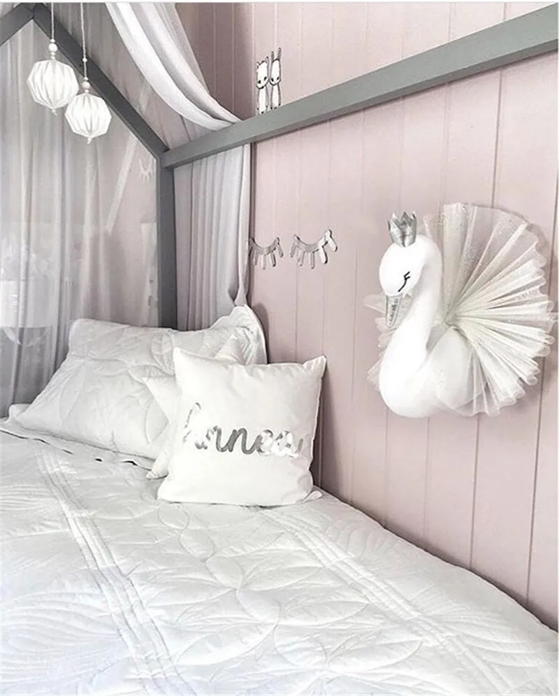 Милая 3D золотая корона Лебедь настенное искусство висячая девушка кукла мягкая