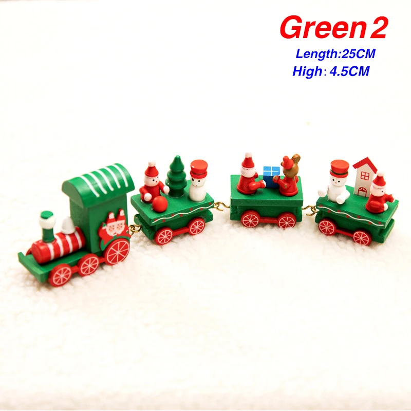 Green Train 2 Navidad деревянный Рождественский поезд новогодняя игрушка подарок для детей Снеговик Рождественская елка украшения для домашнего праздника - Цвет: Green Train 2