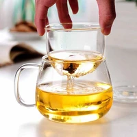 1pc office thickened glass tea cup transparent tea round cup heat resistant high borosilicate glass