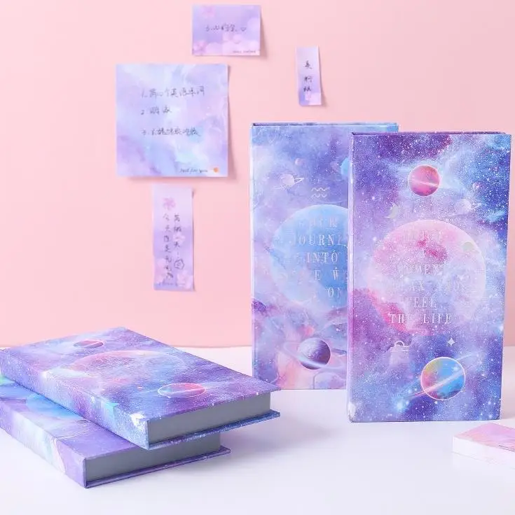 

Space Cherry blossoms Sticky Notes Galaxy Planet Notebook Little Book Sticker Set with Box Tearable Note Students Prize Gift