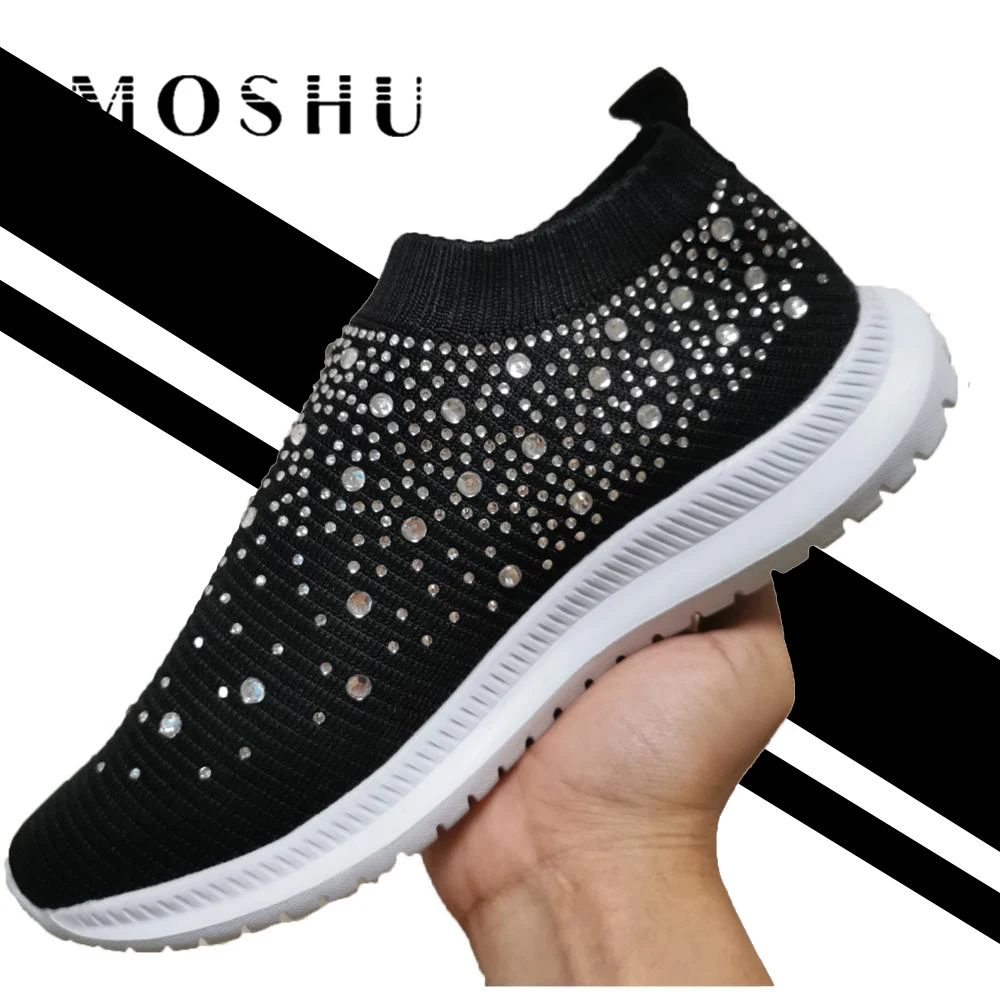 

Модные кроссовки, Женская Вулканизированная обувь с кристаллами, Bling basket femme, повседневная обувь на плоской подошве, женские кроссовки