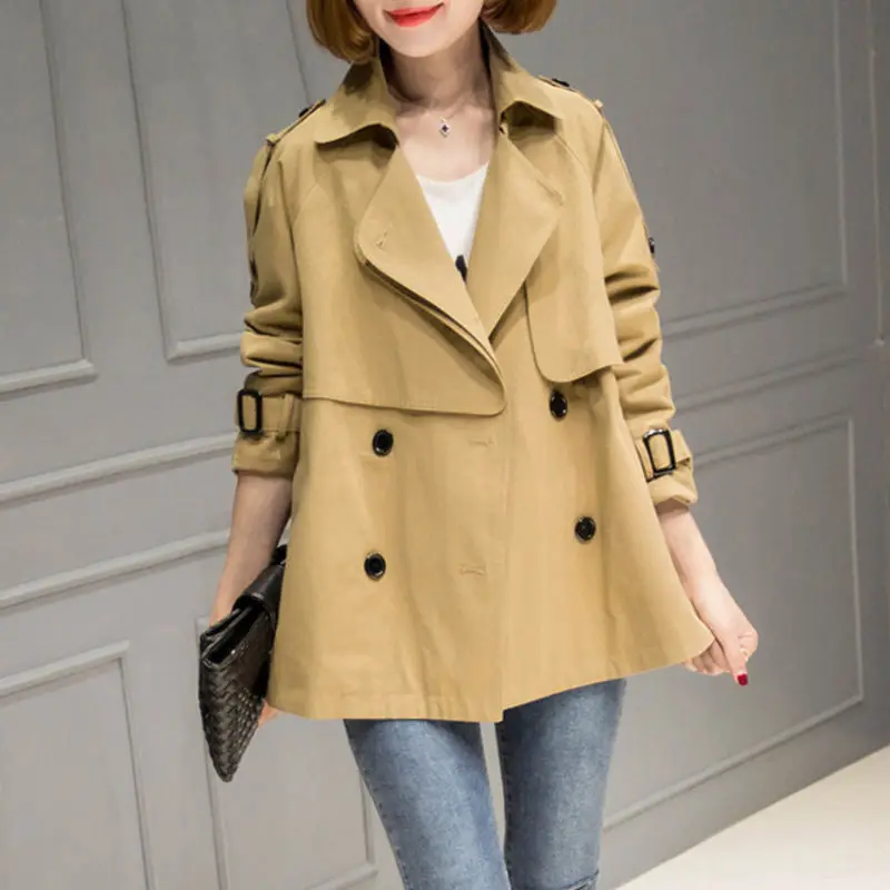 

Fashion women's trench coat short coat spring autumn Harajuku trench coat fashion coat women's loose casual coat