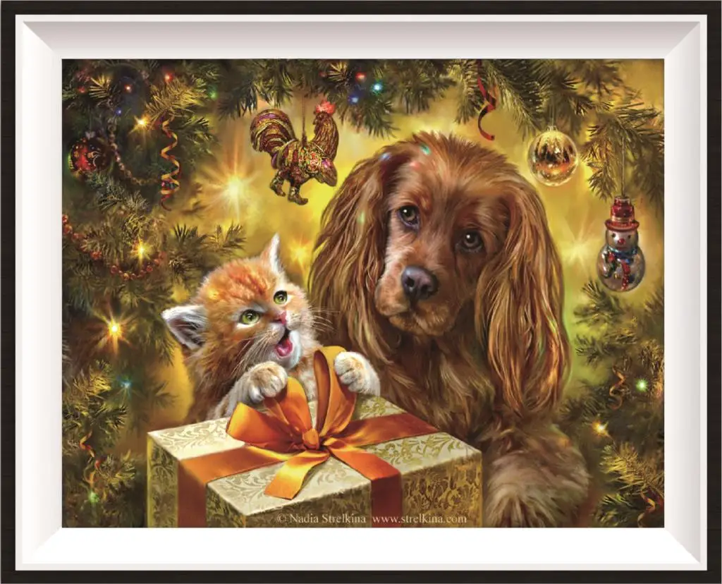 

Full diamond 5D DIY diamond painting exquisite Christmas gift cat and dog diamond painting rhinestone mosaic decoration