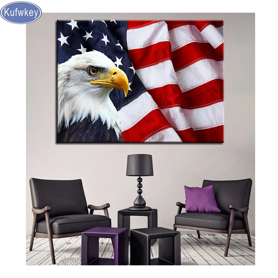 Полноформатная Алмазная 5D картина сделай сам вышивка Американский флаг Орел