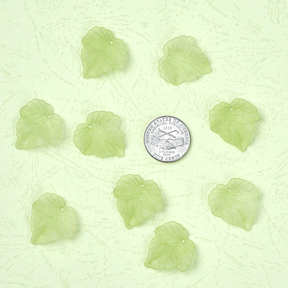 100 шт. Матовые прозрачные акриловые подвески в виде виноградных листьев для