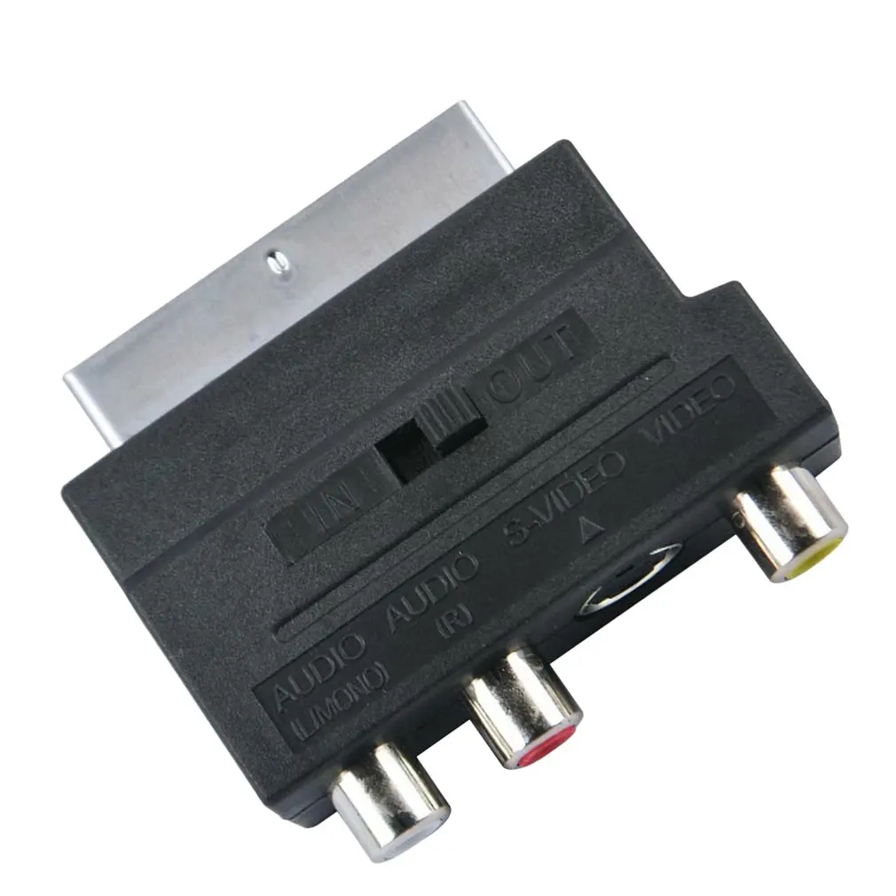 Адаптер Scart AV-блок на 3 RCA Phono Composite S-Video с переключателем in/out адаптер AV блок для
