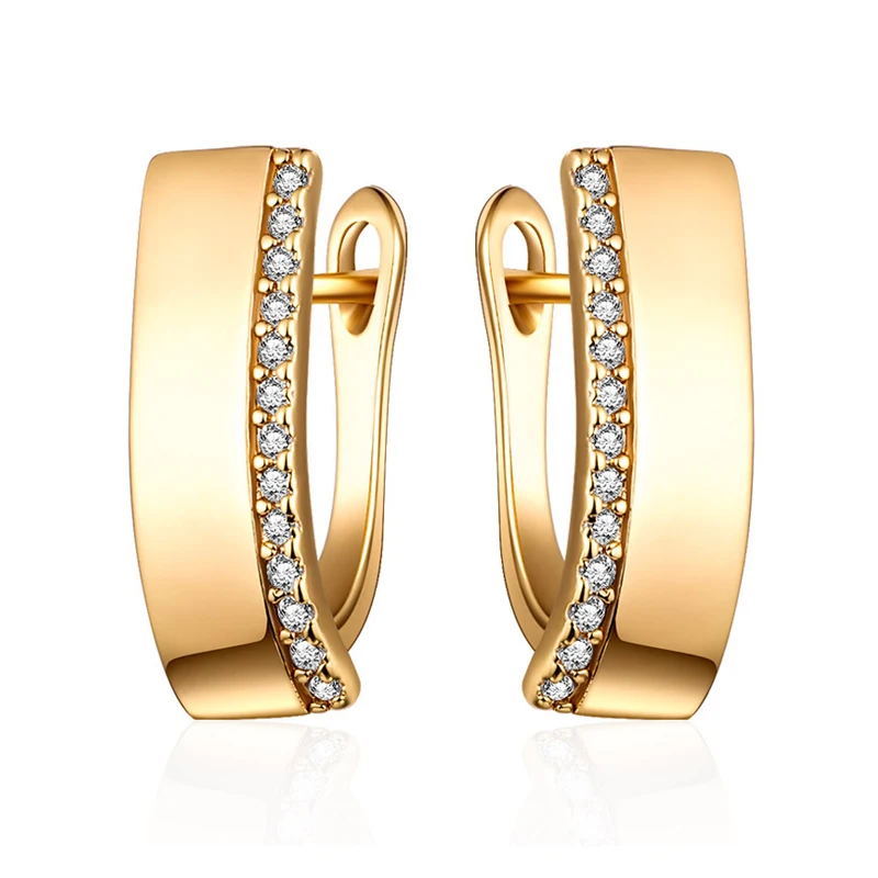 Классические квадратные большие серьги-гвоздики для женщин золотого