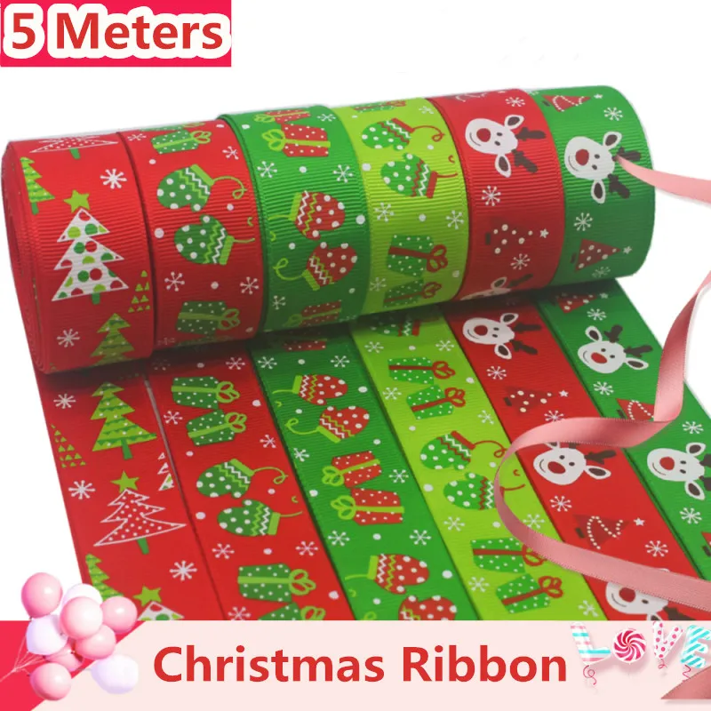 

6 Styles DIY 5m Christmas Polyester For Gift For Clothes Christmas Gifts Christmas Tree Christmas Milu Deer Ribbon Decorations