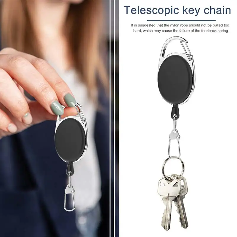 5pcs Retractable Key Chain Reel Badge Holder Fly Fishing Zinger Retractor with Quick Release Spring Clip Accessories | Спорт и
