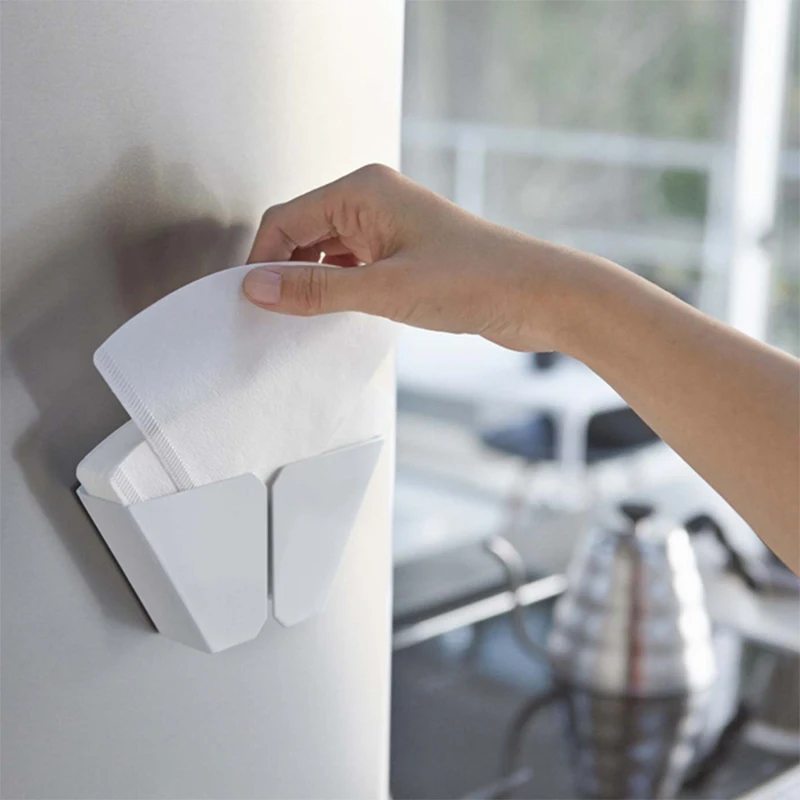1Pc Coffee Filter Paper Shelf Base Box for V60 Refrigerator Magnet Easy Take Preservation White | Дом и сад