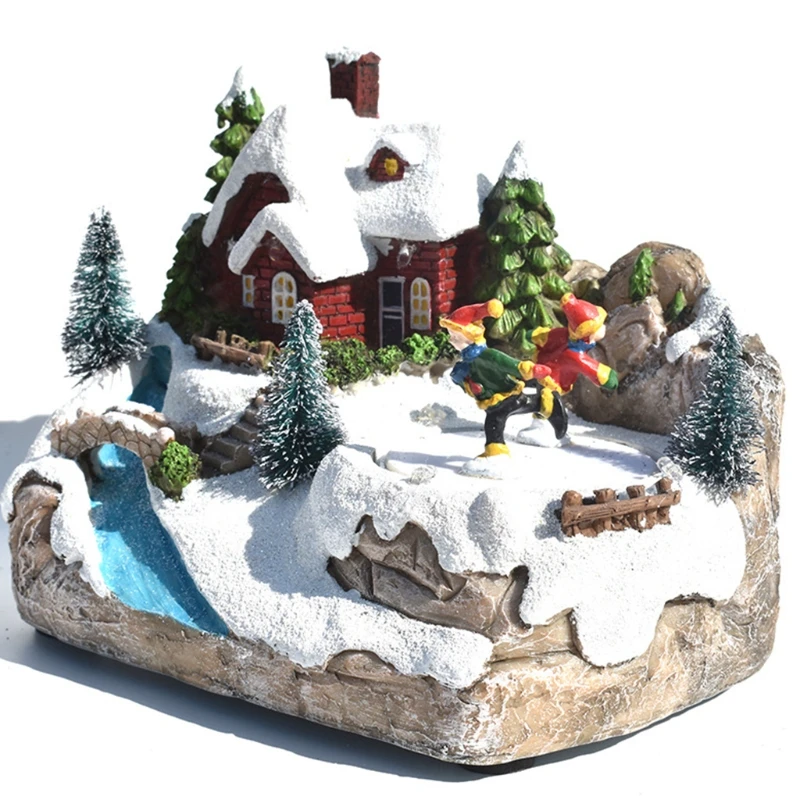 

Christmas LED Lighted House Snow Hand-Painted Tabletop Centerpiece Village Scene E7CB