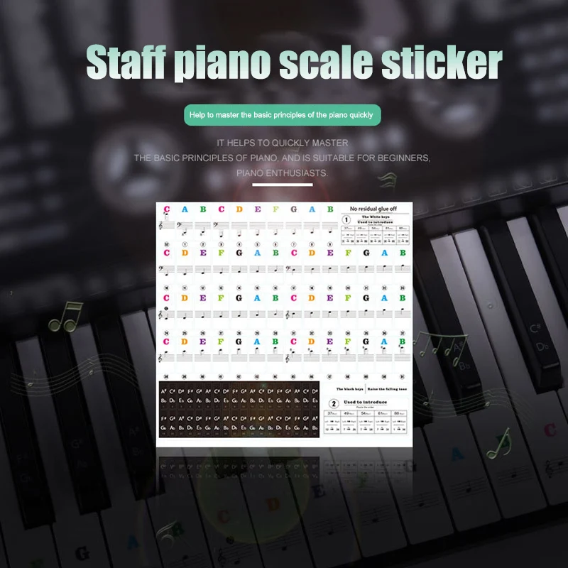 New Music Keyboard Piano Stickers Transparent Removable for 37 49 54 61 88 Keys Keyboards LMH66 | Спорт и развлечения