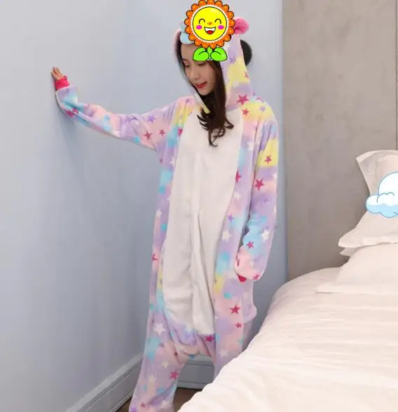 STAR KIGURUMI Взрослые животных, пижамы, одежда для сна, Косплэй молния Для женщин Для мужчин зимней одежды в стиле унисекс Единорог Ститч в виде единорога из мультфильма STAR пижамы кигуруми - Цвет: STAR KIGURUMI