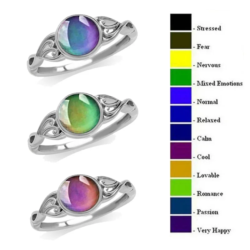 Винтажное умное кольцо с изменением температуры посеребренное овальное