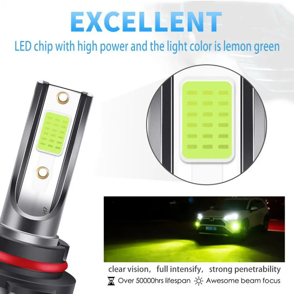2 шт. 100 Вт лимонно-зеленый светодиодный туман светильник лампы дневные ходовые