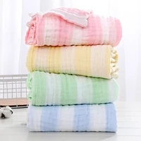 6 layers organic cotton muslin blanket double gauze bath towel baby tassel blankets newborn diaper swaddle wrap photo props