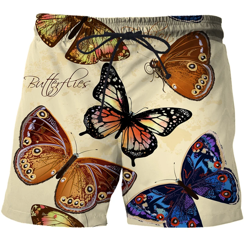 2021 New Summer Shorts for Men's butterfly 3D Printing Street Style Beach Shorts Sports Casual Swimwear Men Custom Board Shorts