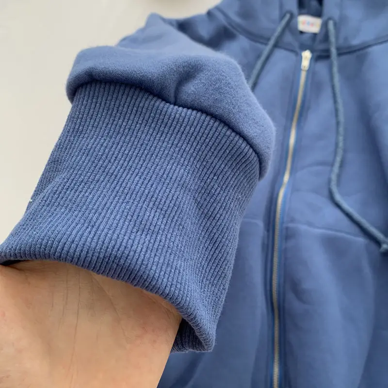 

With Hat Hoodies Women Thickening Solid Front Pocket Loose Simple Basic High Quality Students Ulzzang Stylish Females Winter Hot