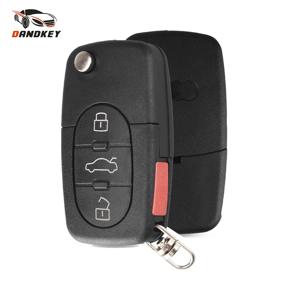 

Dandkey 3 + 1 кнопки сменный флип пульт дистанционного автомобильного ключа оболочки Стайлинг для Audi A2 A3 A4 A6 A8 TT Необрезанный Брелок чехол CR2032