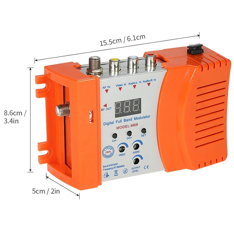 

EU Plug ,Modulator High Performance Compact Rf Modulator Audio Video Tv Converter Rhf Uhf Signal Amplifier Ac230V Nstruments