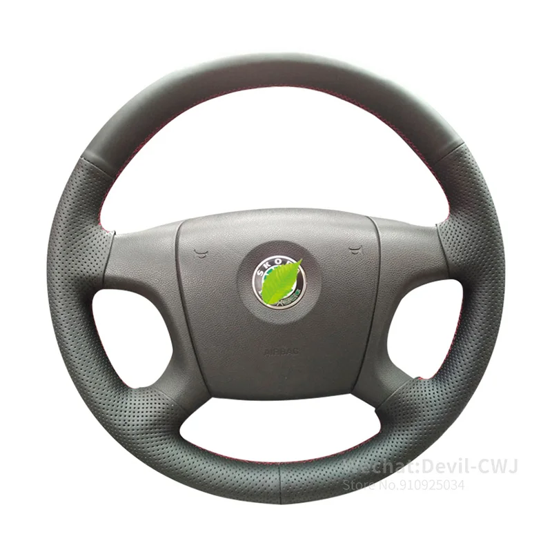 

steering wheel cover For Skoda Octavia Fabia hand-stitch 2007 2008 2009 2011 Alcantara leather Auto Parts interior accessories