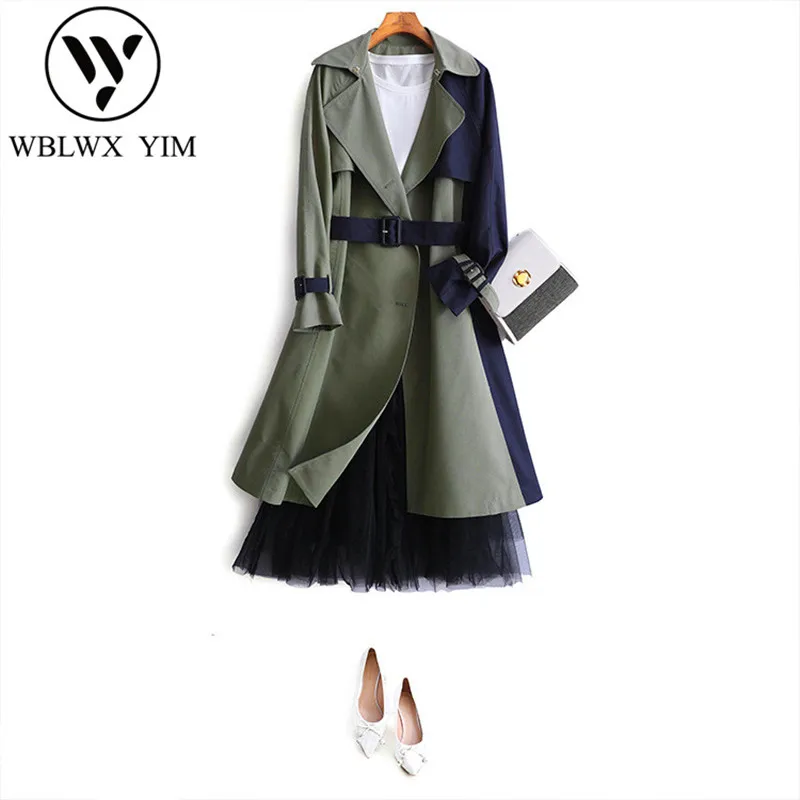 Весенне осенний длинный тренчкот женский модный классический двубортный Тренч с