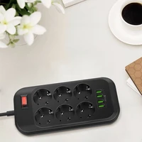 2500w 10a 250v eu plug socket electronic power strip 6 outlets 4 usb electric shock protection smart sockets home office charger