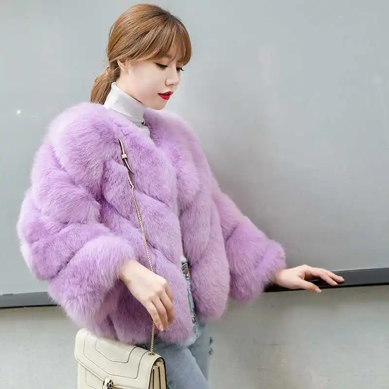 

Fox Korean Slim Large Size Slimming Artificial Fur Coat Teddy Jacket Covering Winter Jacket Coat Jacket Women