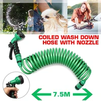 7 5m flexible coiled spiral garden car washing clean water hose with spray nozzle for household car wash garden water