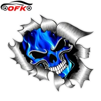 car stickers decor motorcycle decals skull electric blue flames decorative accessories creative waterproof pvc13cm13cm